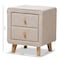 Baxton Studio Jonesy Mid-Century Beige Linen Upholstered 2-Drawer Nightstand 135-7289 - alternate 4
